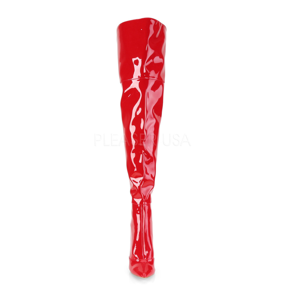 Pointed Toe Patent Stretch Thigh High Heel Boots - Picture 2 of 5